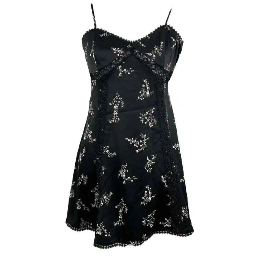Urban Outfitters Black Floral Slip Dress